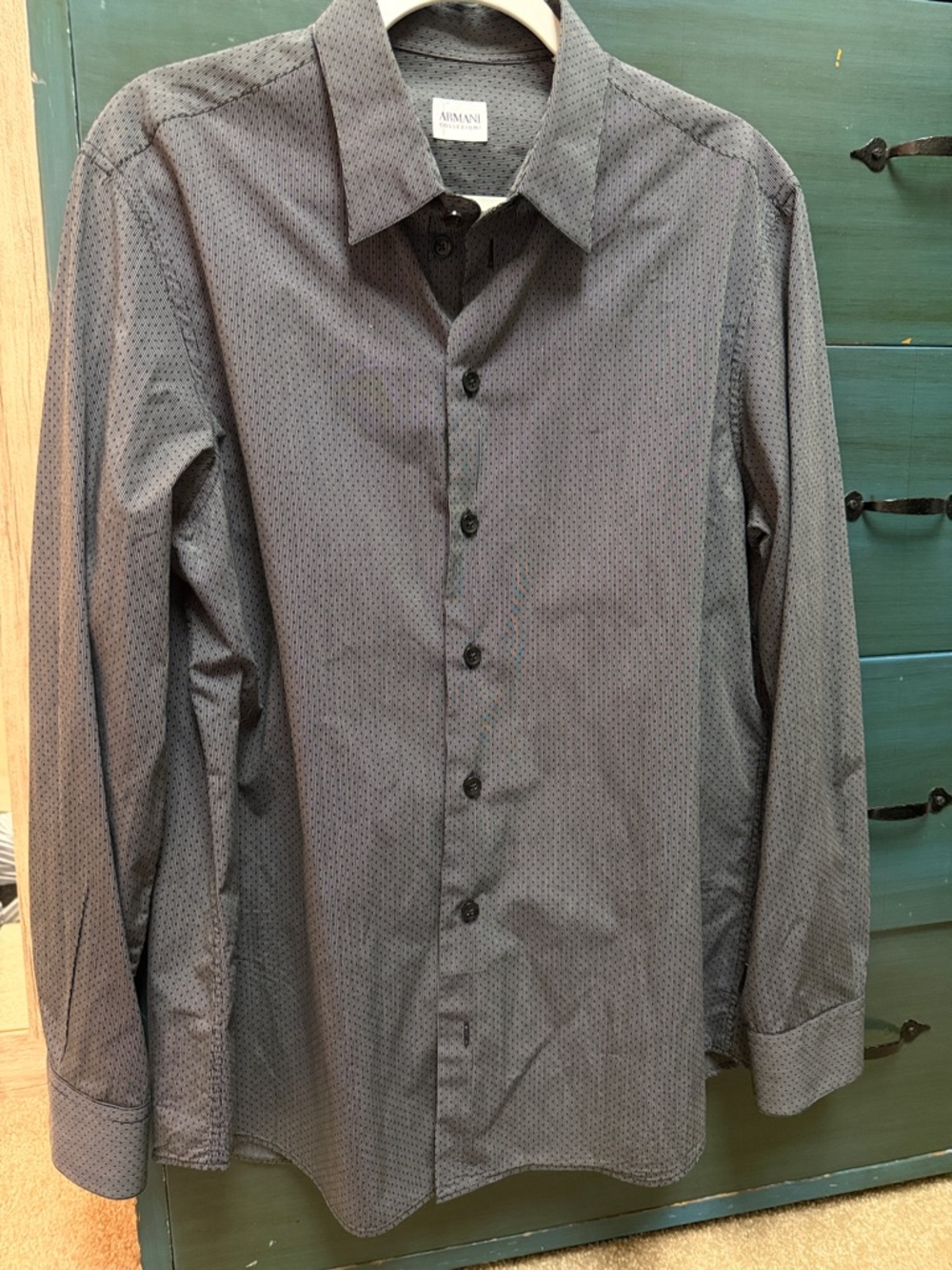 Armani Collezioni Men's Gray Patterned Long-Sleeve Dress Shirt